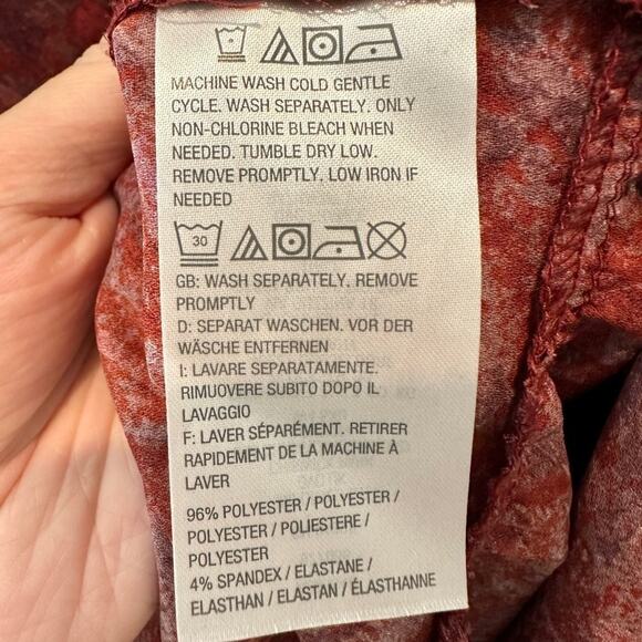 LOGO LORI GOLDSTEIN | Red Button Front Blouse Long Sleeve Flowy Tunic Top | XL - Picture 6 of 6